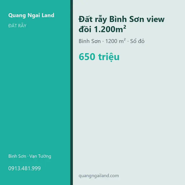 Đất rẫy Bình Sơn view đồi 1.200m² - Đất rẫy, Quảng Ngãi