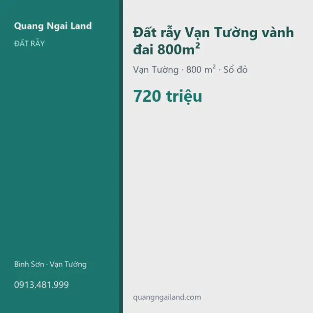 Đất rẫy Vạn Tường vành đai 800m² - Đất rẫy, Quảng Ngãi